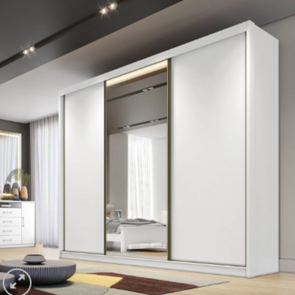 Guarda Roupa Casal Diamond 3 Portas 8 Gavetas Com 1 Porta De