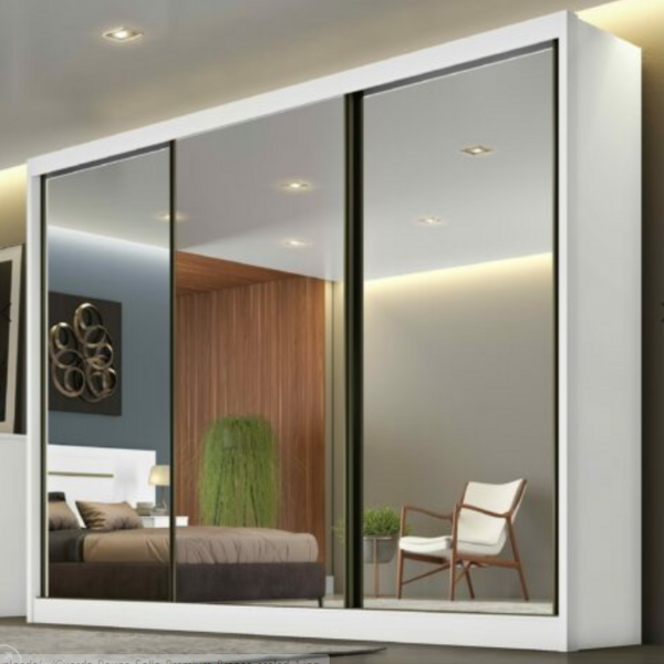Guarda Roupa Casal Diamond 3 Portas Espelhadas 8 Gavetas - Br