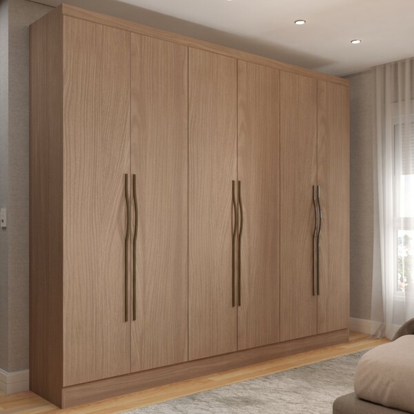 Guarda-roupa Casal Dinamarca 6 Portas 2 Gavetas Jequitibá - P