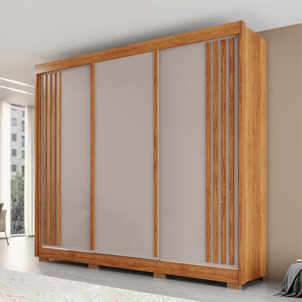 Guarda-roupa Casal Dortmund 3 Portas 4 Gavetas Com Pés Ripado