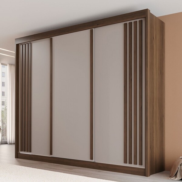 Guarda-roupa Casal Dortmund 3 Portas 4 Gavetas Ripado 100% Md