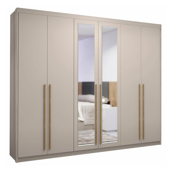 Guarda Roupa Casal Dubai Majestic Com Espelho 6 Portas Fendi