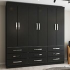 Guarda-roupa Casal Dunas 6 Portas 9 Gavetas Preto - Pnr Móveis