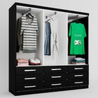 Guarda-roupa Casal Dunas 6 Portas 9 Gavetas Preto - Pnr Móveis