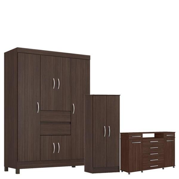 Guarda Roupa Casal Ecom 2 Com Multiuso Viena Com Cômoda Londo