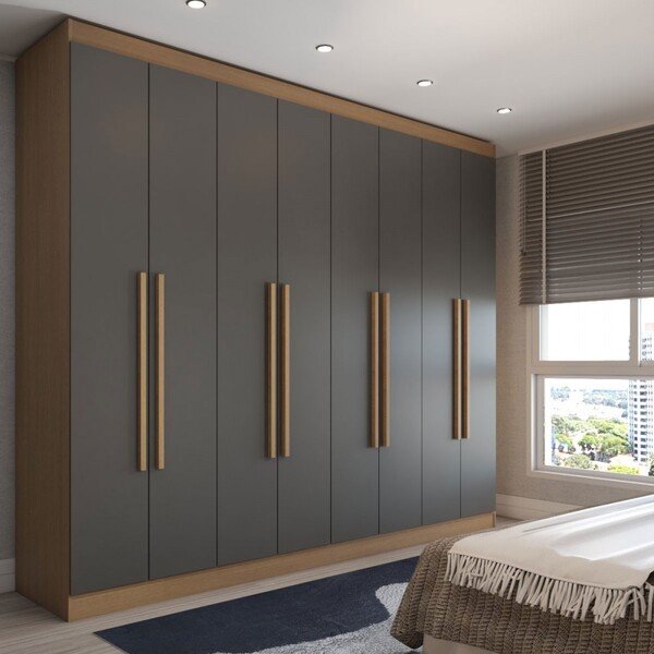 Guarda-roupa Casal Ela E Ele 8 Portas 8 Prateleiras Cinamomo/