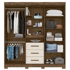 Guarda Roupa Casal Eldorado 5 Portas Castanho Wood Off White