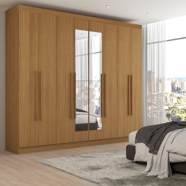 Guarda-roupa Casal Ele E Ela 8 Portas 8 Prateleiras Com Espel