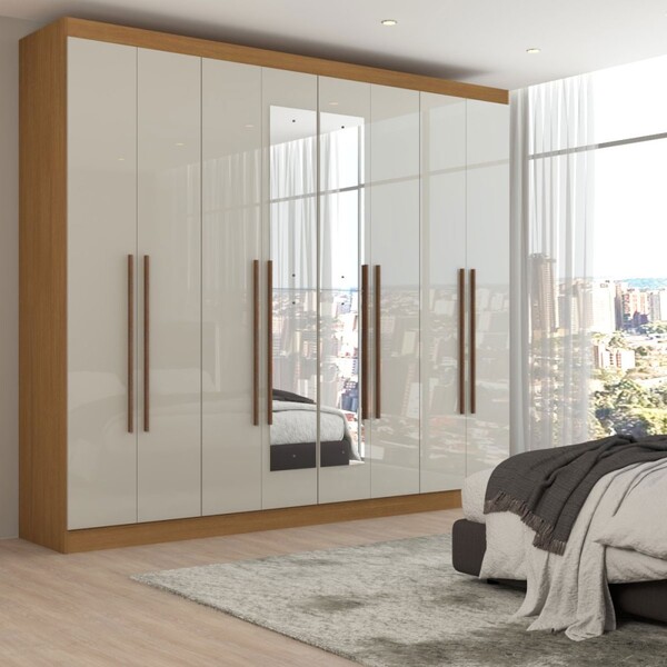 Guarda-roupa Casal Ele E Ela 8 Portas 8 Prateleiras Com Espel