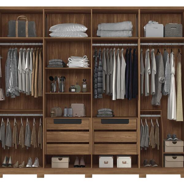 Guarda Roupa Casal Ele E Ela 8 Portas Jatobá/areia Com Pés -