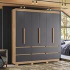 Guarda Roupa Casal Elisa 6 Portas 6 Gavetas Nature Titanium T