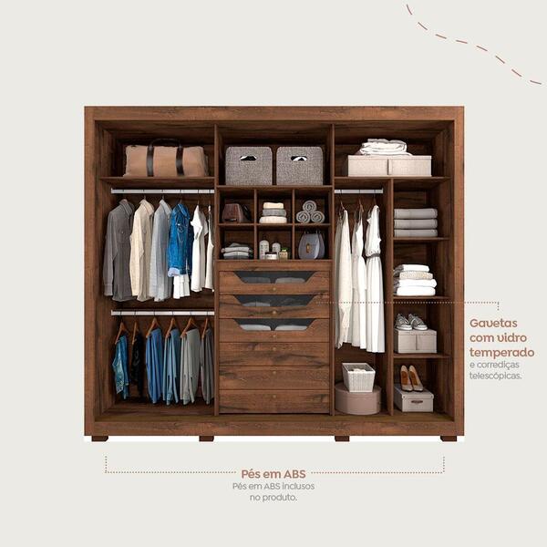 Guarda Roupa Casal Em Mdf 3 Portas De Correr Espelho 6 Gaveta