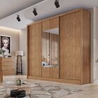 Guarda Roupa Casal Em Mdf Com Espelho 3 Portas 6 Gavetas Mont