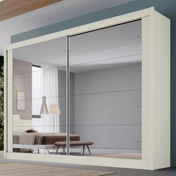 Guarda Roupa Casal Espelhado 2 Portas 4 Gavetas - Creta-off W
