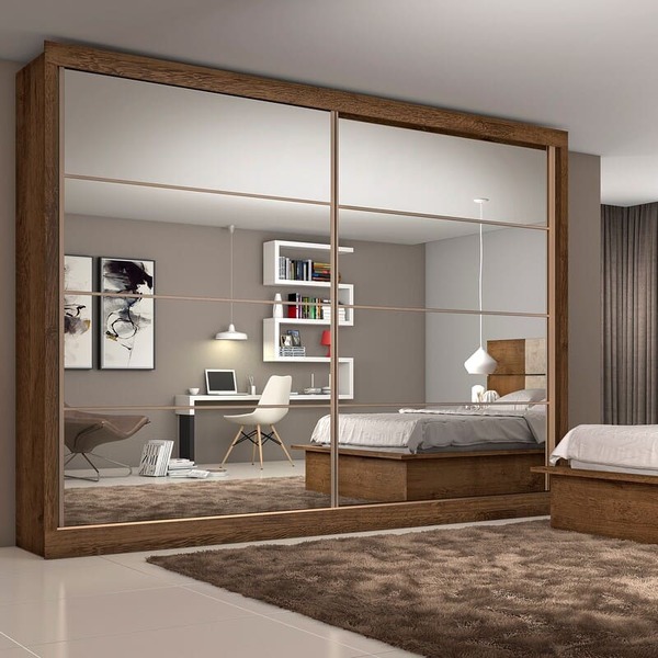 Guarda Roupa Casal Espelhado 2 Portas 6 Gavetas - Sevilha-bra