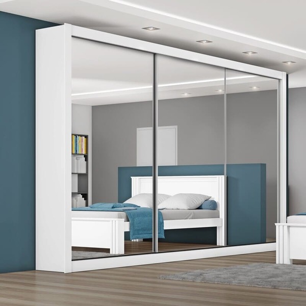 Guarda Roupa Casal Espelhado Costas 3mm - Toronto-branco Acet