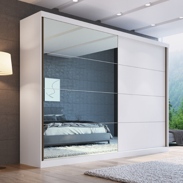 Guarda Roupa Casal Espelho 2 Portas 4 Gavetas Mdf Laos Mambel