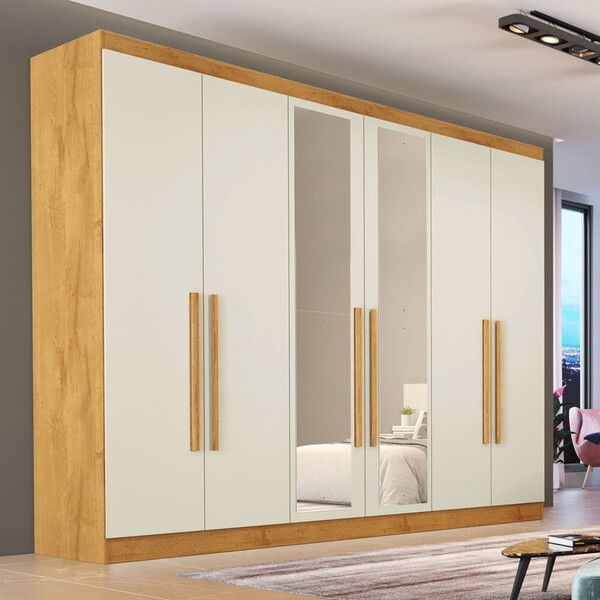 Guarda Roupa Casal Espelho 6 Port 6 Gavetas Oslo Made Marcs