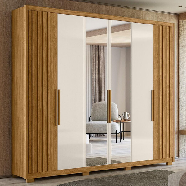 Guarda Roupa Casal Espelho 6 Portas 4 Gavetas Araguaia Moval