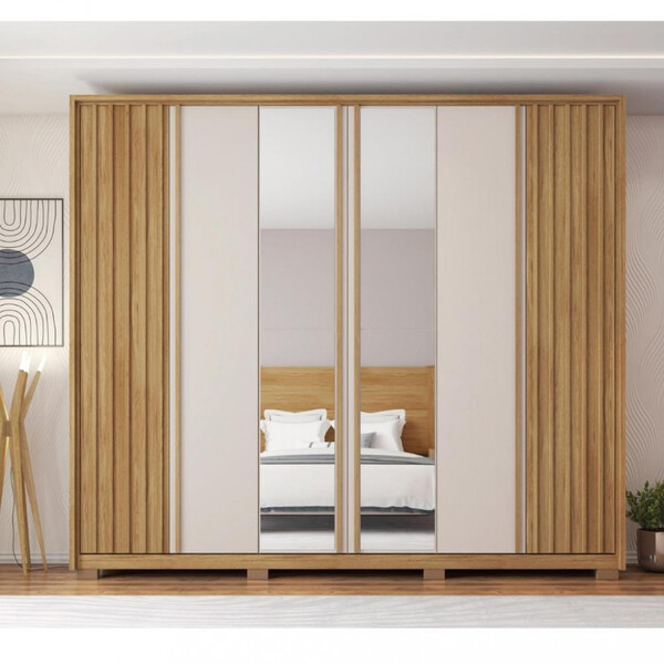 Guarda Roupa Casal Espelho 6 Portas 6 Gavetas Apollo Caemmun