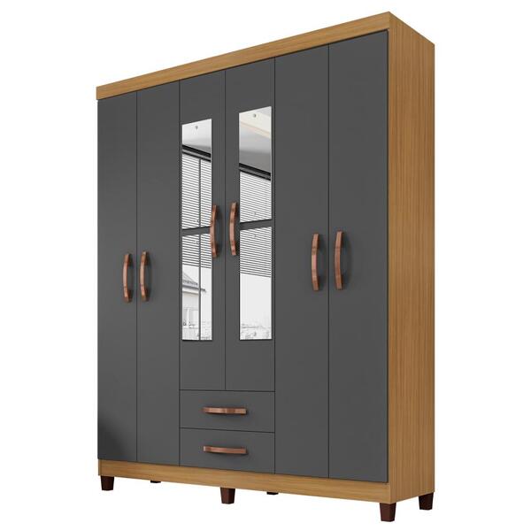 Guarda Roupa Casal Espelho 6p 2g Moden 150 Cm Incp
