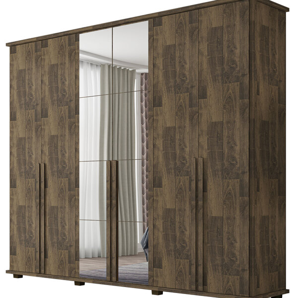 Guarda-roupa Casal Estrela 6 Portas Com Espelho Amadeirado -