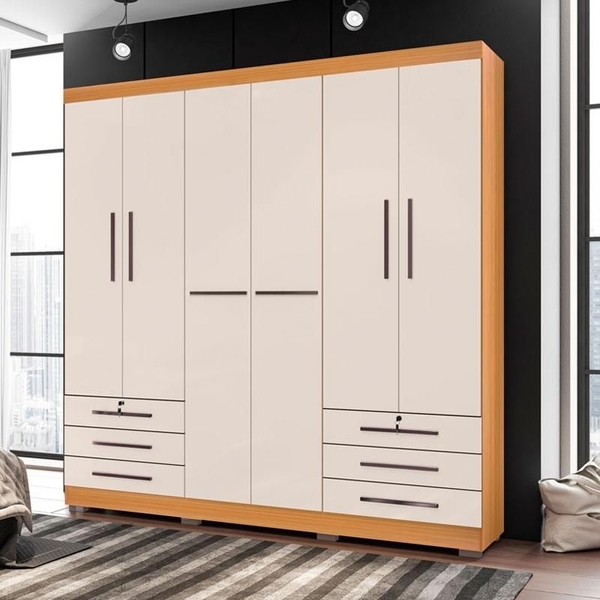 Guarda Roupa Casal Europa 6 Portas Cedro Champanhe Bnn Decor