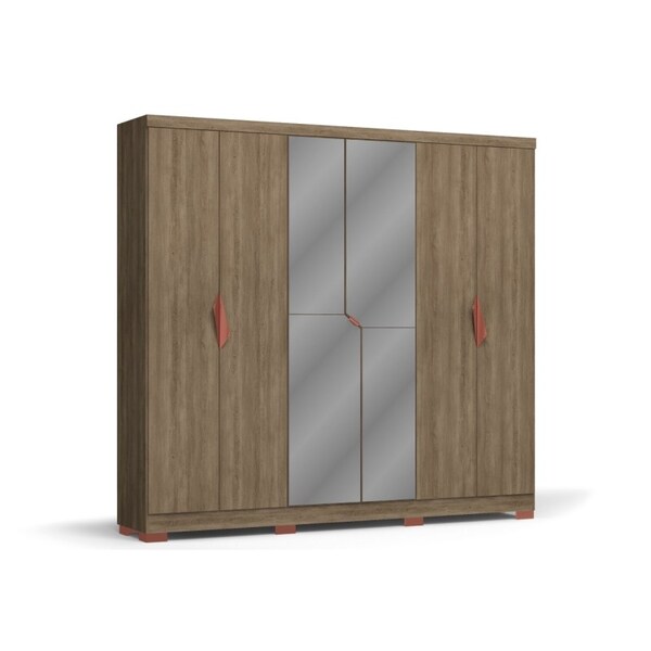 Guarda Roupa Casal F544 06 Portas Nogal - Kappesberg