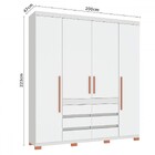 Guarda-roupa Casal Farnese 4 Portas 6 Gavetas Branco - Pnr Mó
