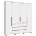 Guarda-roupa Casal Farnese 4 Portas 6 Gavetas Branco - Pnr Mó