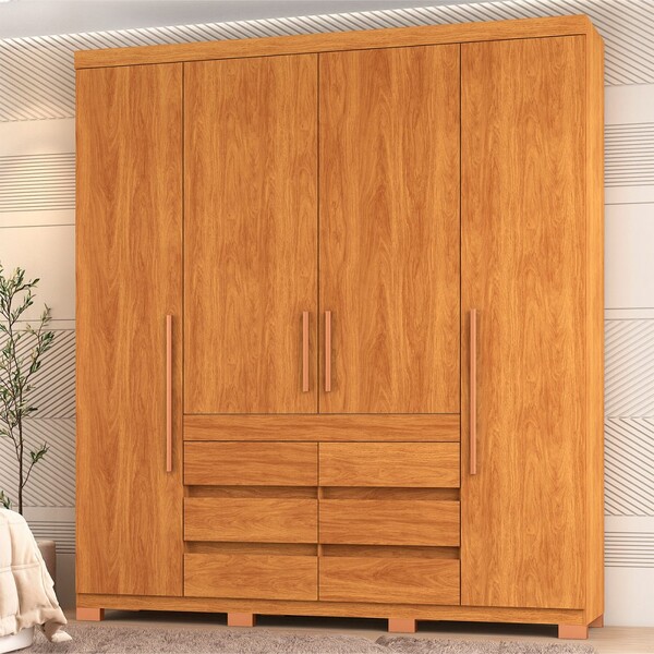 Guarda-roupa Casal Farnese 4 Portas 6 Gavetas Cinamomo - Pnr