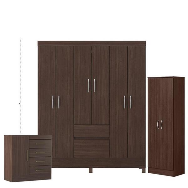 Guarda Roupa Casal Flash 2 Com Multiuso Golden Com Cômoda Mon