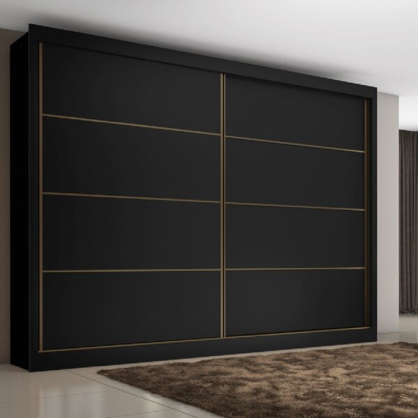 Guarda Roupa Casal Flex 2 Portas 6 Gavetas Sevilha  Preto/bra