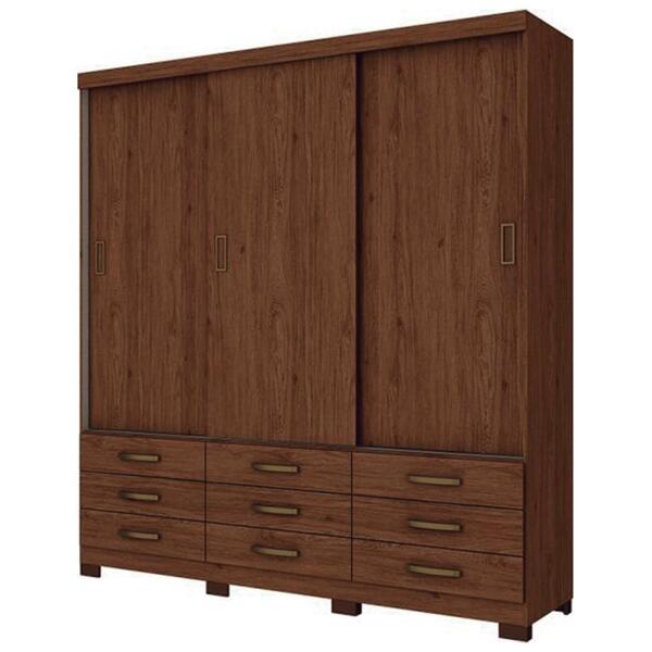 Guarda Roupa Casal Flex 3 Portas Ipê H02 Castanho/off White -