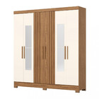 Guarda Roupa Casal Flex Ripado Com Espelho E Pés 6 Portas B36