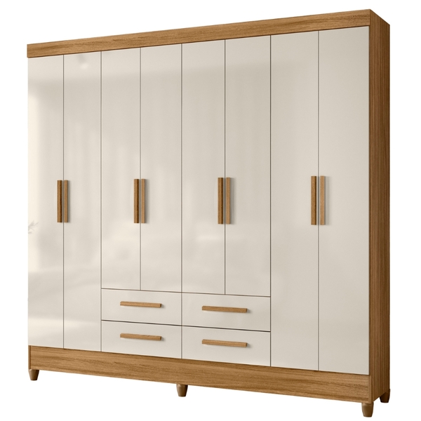 Guarda Roupa Casal Flórida 8 Portas Freijó Off White Moval
