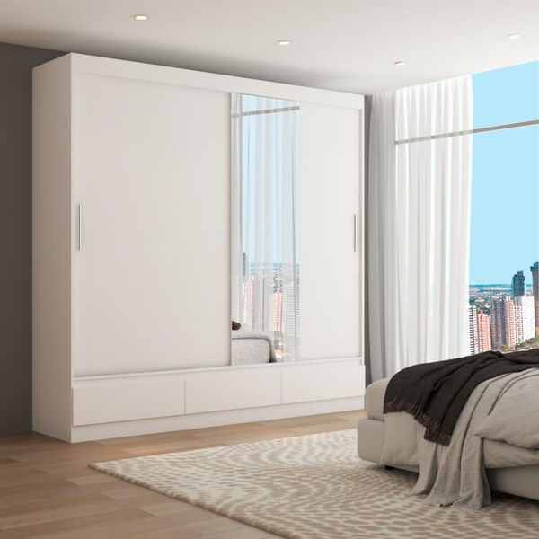 Guarda-roupa Casal Fortaleza 2 Portas 3 Gavetas Com Espelho B