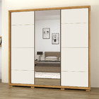 Guarda-roupa Casal Fortuno Plus Camarú Pérola 3 Portas Espelh