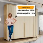 Guarda-roupa Casal França 6 Portas Com Detalhe Ripado Com 3 G