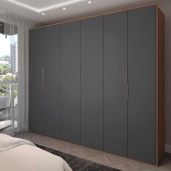 Guarda-roupa Casal Galeão 6 Portas 6 Gavetas Amêndola Touch/g