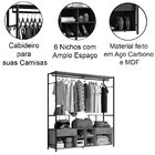 Guarda-roupa Casal Gavetas Prateleiras Nichos Cabideiro Aço E