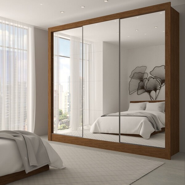 Guarda-roupa Casal Giulia 3 Portas 3 Gavetas Com Espelho Cina