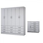 Guarda-roupa Casal Grace 6 Portas 9 Gavetas Com Cômoda 1 Port