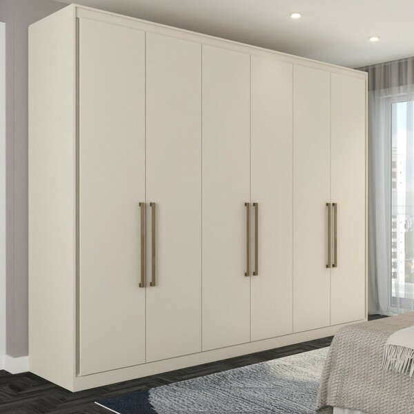 Guarda-roupa Casal Guarujá 6 Portas 6 Gavetas 100% Mdf Off Wh