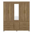 Guarda Roupa Casal Guarujá Com Espelho 6 Portas 4 Gavetas Ame