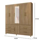 Guarda Roupa Casal Guarujá Com Espelho 6 Portas 4 Gavetas Ame