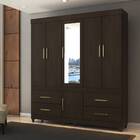 Guarda Roupa Casal Guarujá Com Espelho 6 Portas 4 Gavetas Éba