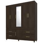 Guarda Roupa Casal Guarujá Com Espelho 6 Portas 4 Gavetas Éba