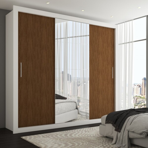 Guarda-roupa Casal Hamburgo 3 Portas 4 Gavetas Com Espelho Br