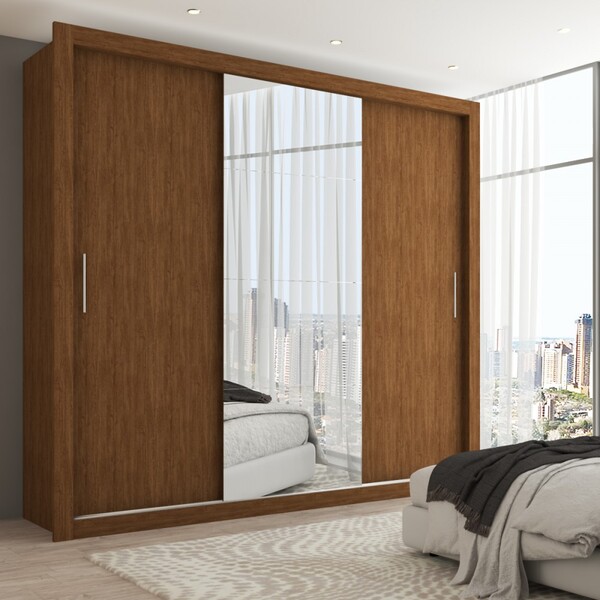 Guarda-roupa Casal Hamburgo 3 Portas 4 Gavetas Com Espelho Ma